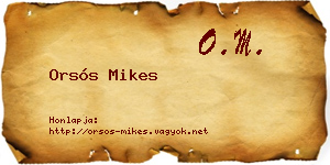 Orsós Mikes névjegykártya